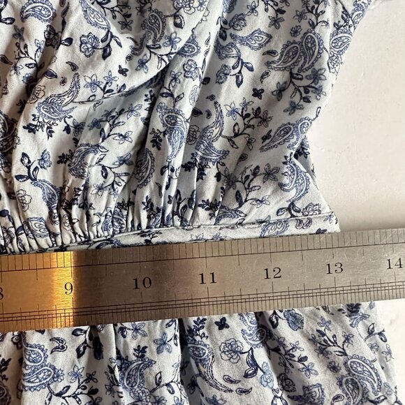 Old‎ Navy Dress Womens S Blue Ditsy Floral L/S Tie Neck Smocked Boho Romantic - Picture 13 of 15